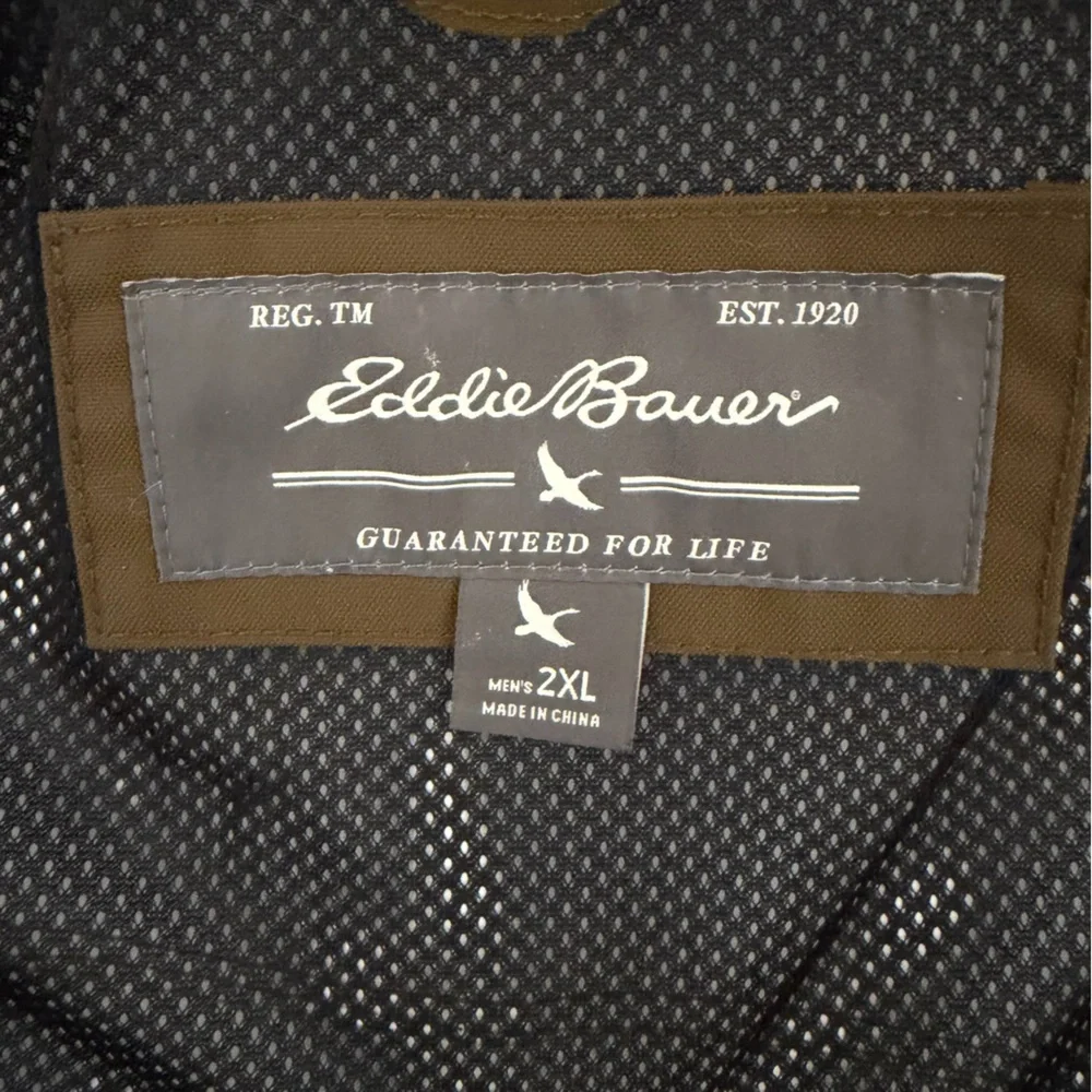 Eddie Bauer Mens Mountain Town Jacket Weatheredge Khaki Green Hooded Waterproof